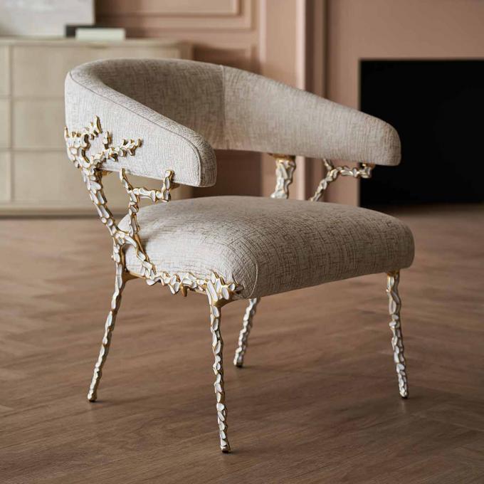 Metal Frame Velvet Kulit Kursi Kursi Lounge ruang tamu Kursi Aksen Kulit 6
