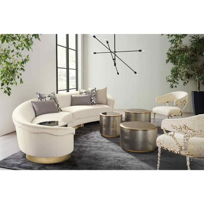 Metal Frame Velvet Kulit Kursi Kursi Lounge ruang tamu Kursi Aksen Kulit 5