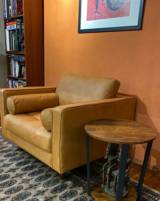 Modern Velvet Arm Kulit Chaise Lounge Kursi Dengan Ottoman Bangku 8