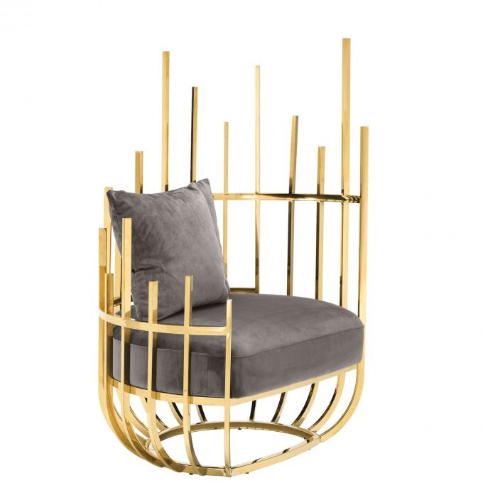 Eichholtz Santorini Velvet Single Sofa Kursi Seater Dengan rangka dan kaki stainless steel 2