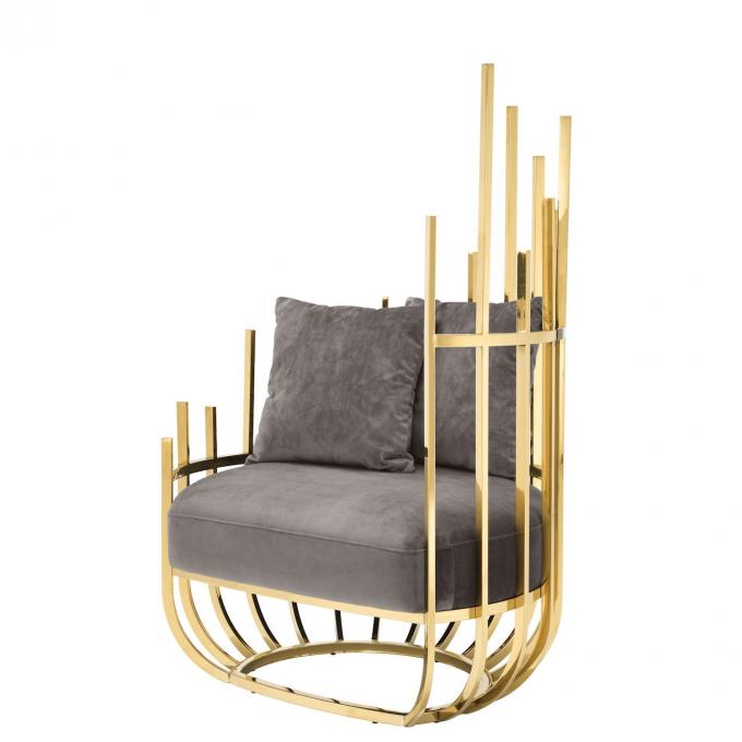Eichholtz Santorini Velvet Single Sofa Kursi Seater Dengan rangka dan kaki stainless steel 1