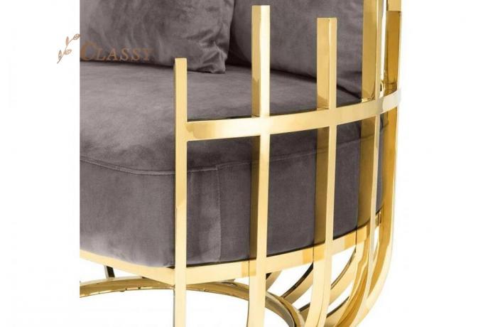 Eichholtz Santorini Velvet Single Sofa Kursi Seater Dengan rangka dan kaki stainless steel 5