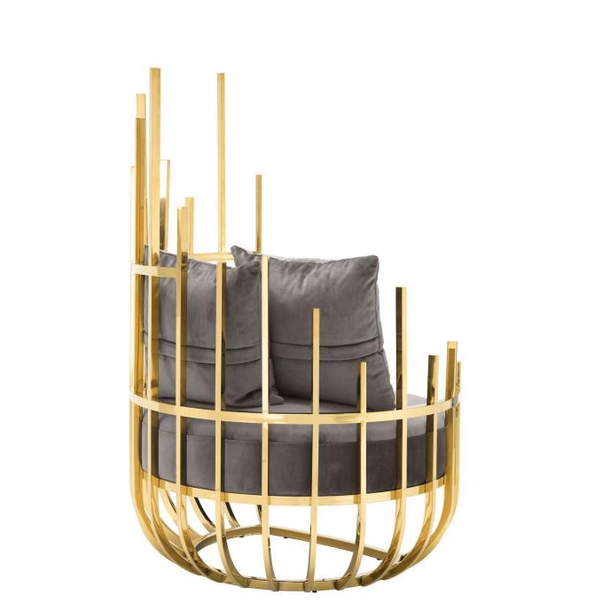 Eichholtz Santorini Velvet Single Sofa Kursi Seater Dengan rangka dan kaki stainless steel 3