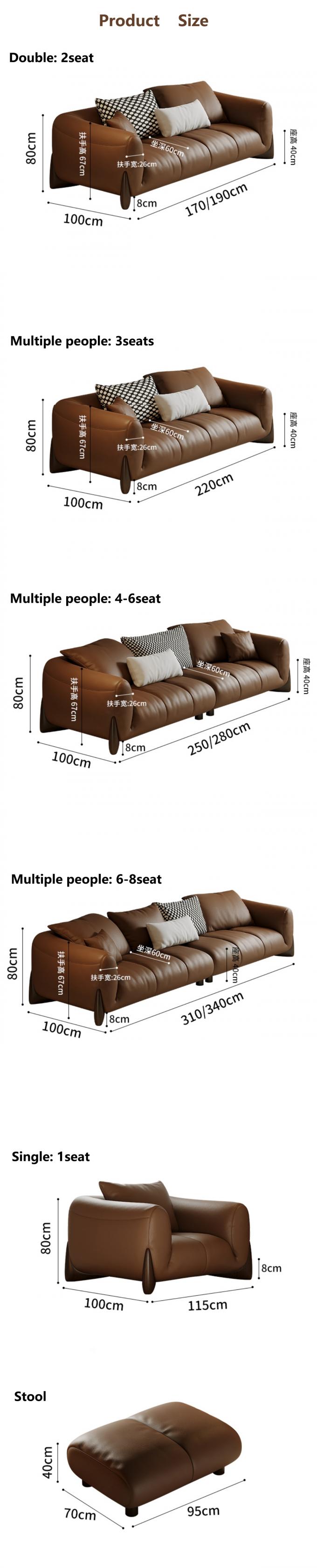 Set sofa kursi belakang bagian kulit asli Italia furnitur ruang tamu modular 5