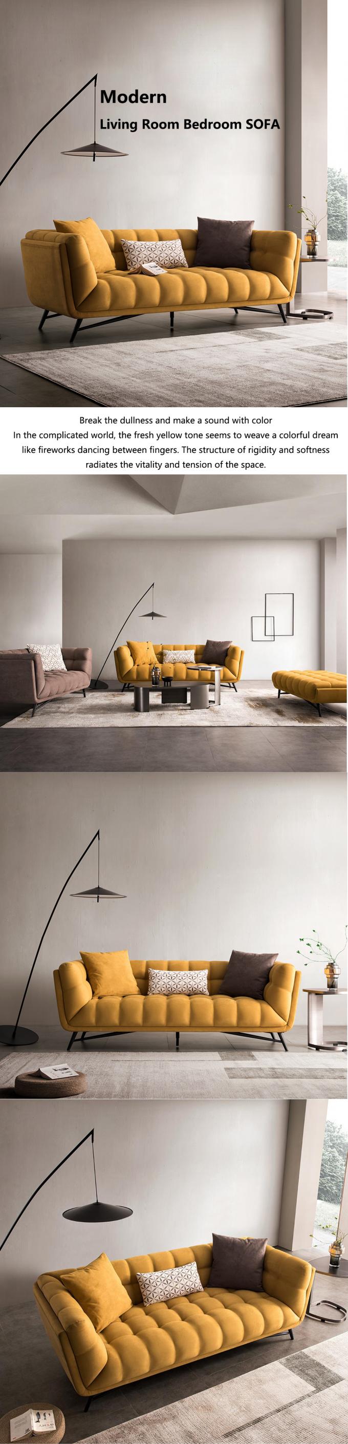 Tufted Bagian Loveseat Sleeper Sofa Tempat Tidur Tarik Kembar Kuning 1