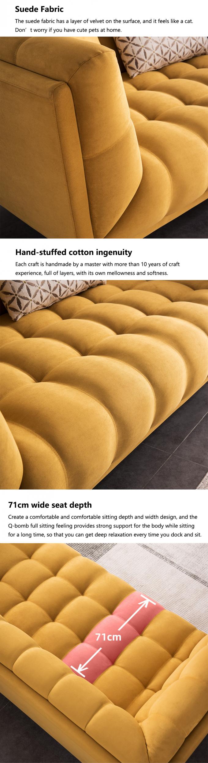 Tufted Bagian Loveseat Sleeper Sofa Tempat Tidur Tarik Kembar Kuning 2