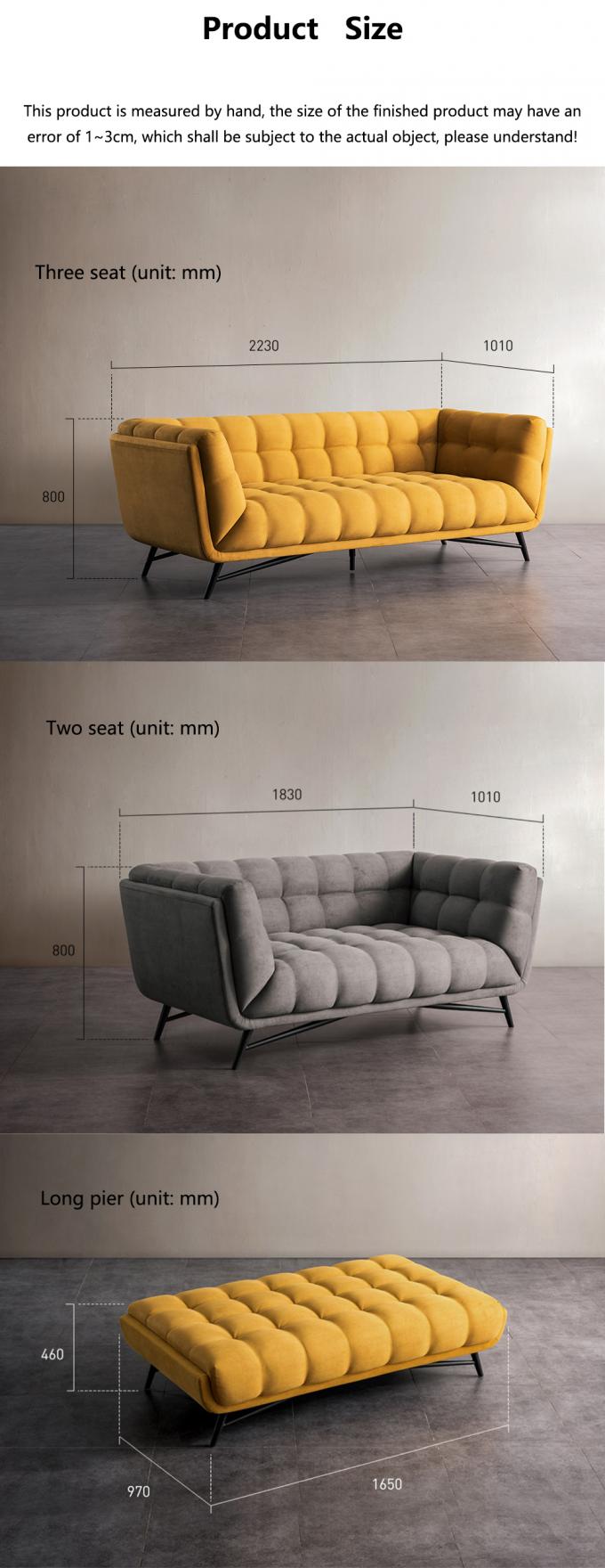 Tufted Bagian Loveseat Sleeper Sofa Tempat Tidur Tarik Kembar Kuning 4