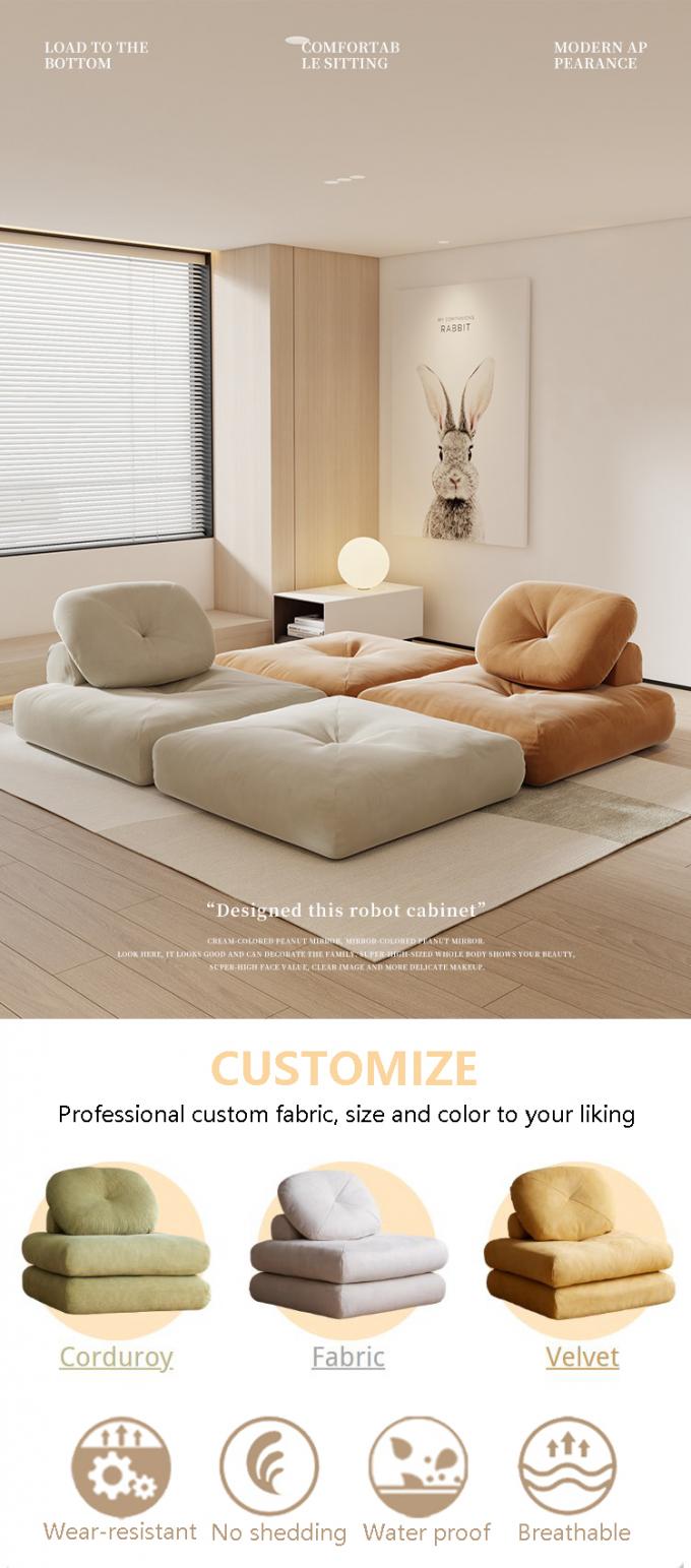 Berbaring Convertible Bagian Sofa Tempat Tidur Sofa Tatami Dengan Kain Samet 0