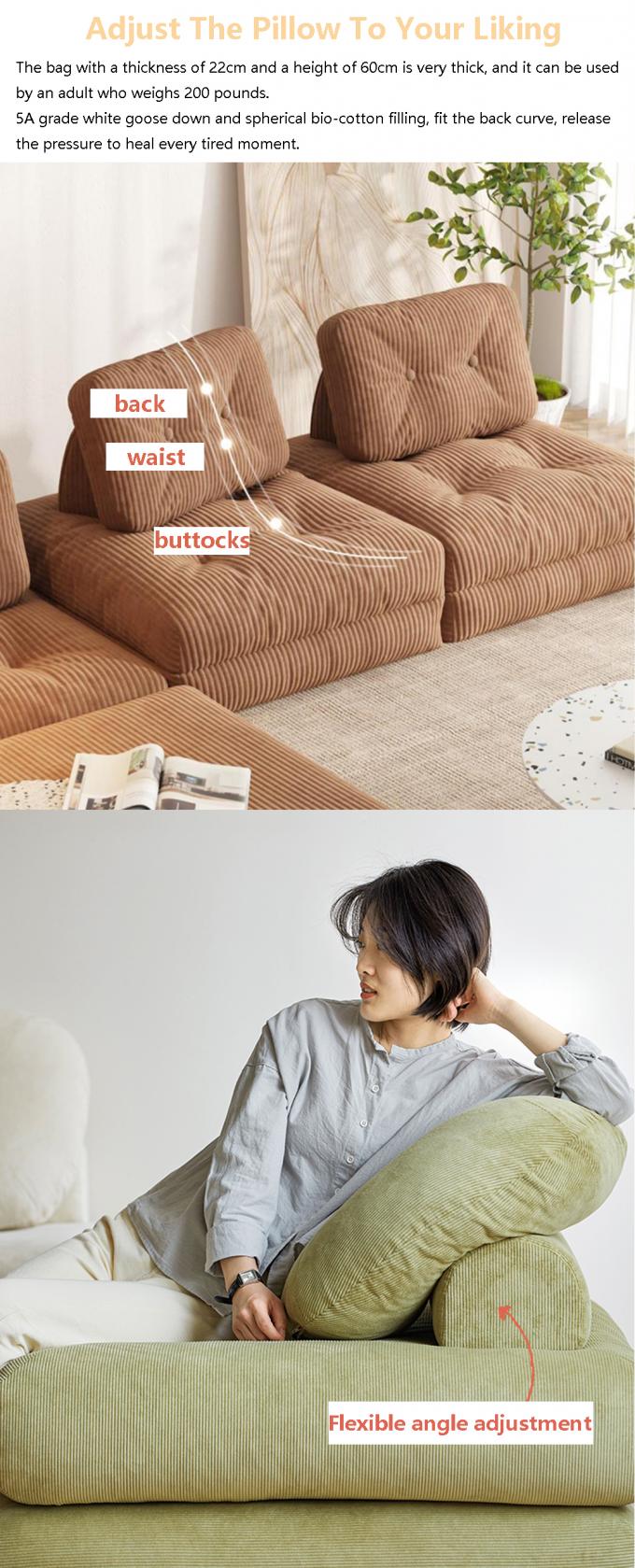 Berbaring Convertible Bagian Sofa Tempat Tidur Sofa Tatami Dengan Kain Samet 3