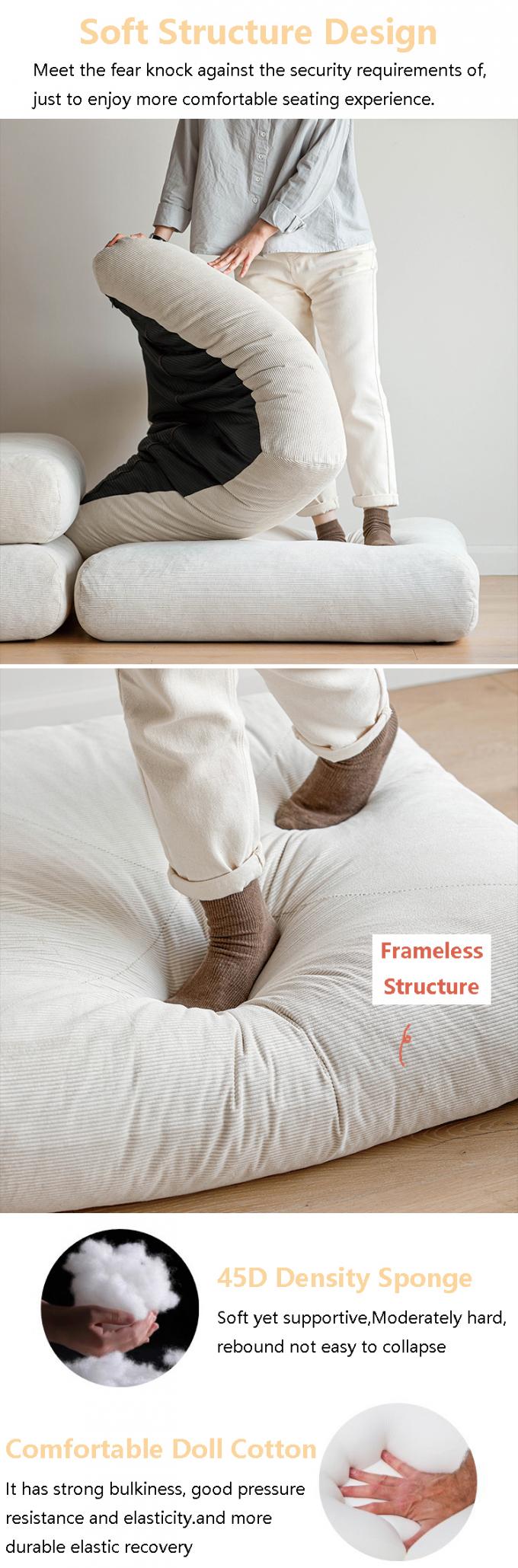 Berbaring Convertible Bagian Sofa Tempat Tidur Sofa Tatami Dengan Kain Samet 2