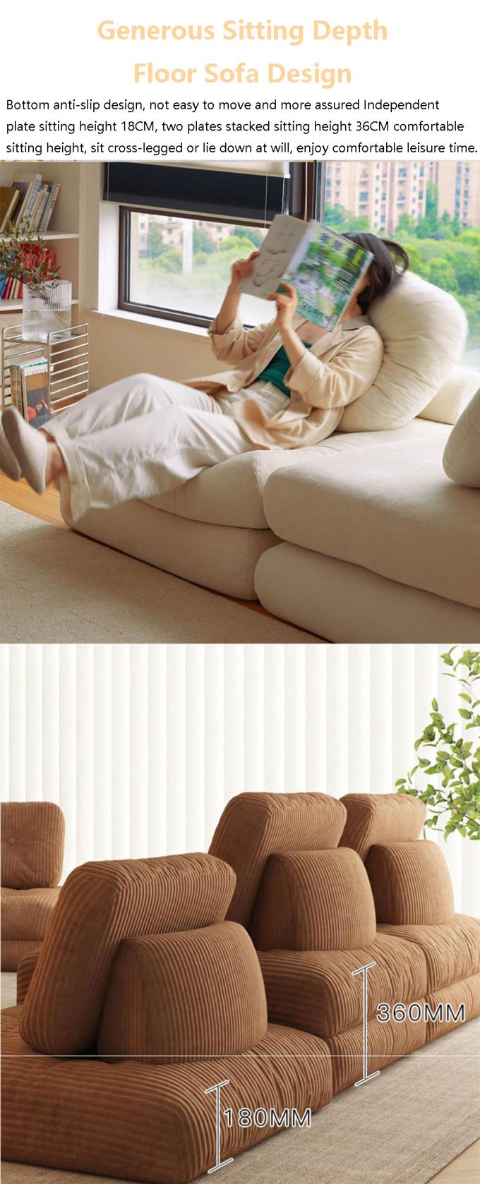 Berbaring Convertible Bagian Sofa Tempat Tidur Sofa Tatami Dengan Kain Samet 4