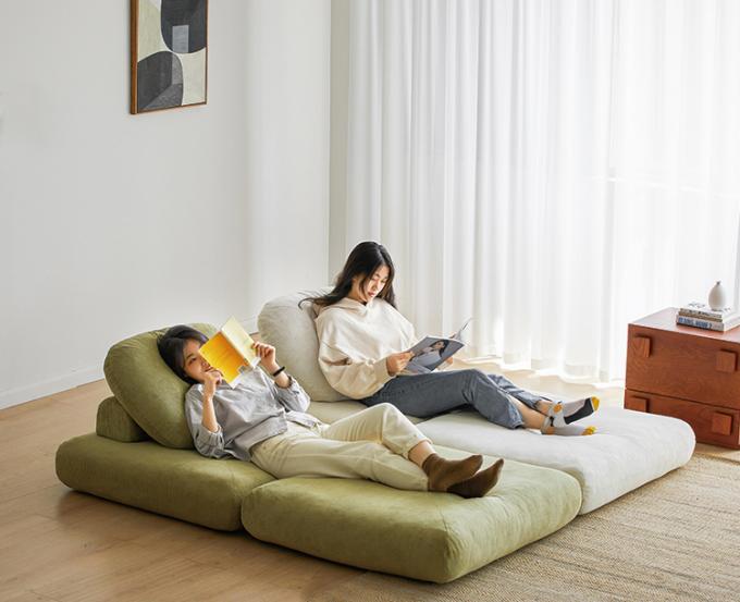 Berbaring Convertible Bagian Sofa Tempat Tidur Sofa Tatami Dengan Kain Samet 9
