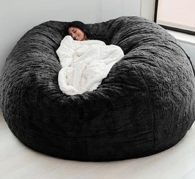 Outdoor 7Ft Giant Bean Bag Lounge Chair Soft Faux Fur Fabric EPS Fill 4
