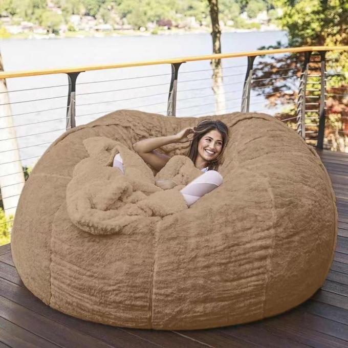 Outdoor 7Ft Giant Bean Bag Lounge Chair Soft Faux Fur Fabric EPS Fill 10