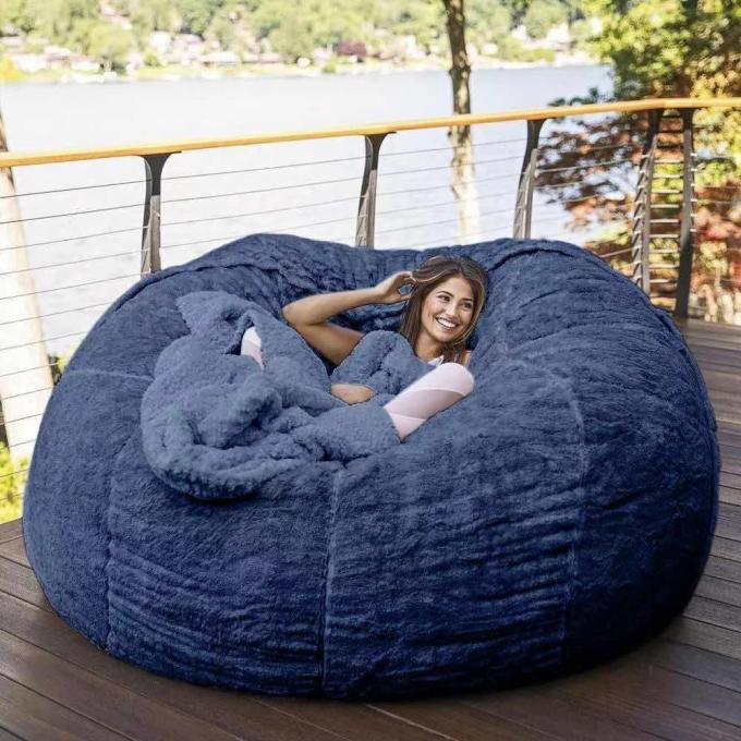 Outdoor 7Ft Giant Bean Bag Lounge Chair Soft Faux Fur Fabric EPS Fill 11