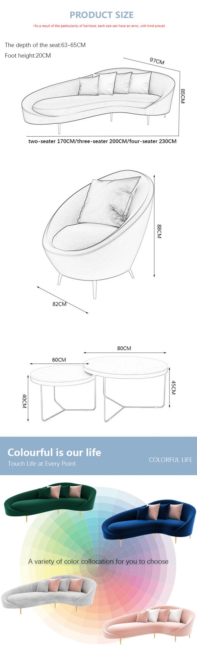 Kursi resepsi ruang tamu dengan ukuran khusus dan sofa beludru tiga kursi 7