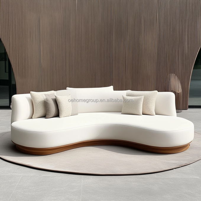 Sofa Dekor Kain Boucle Modular Melengkung Set Sofa Sudut Lantai Ruang Tamu Modern 2
