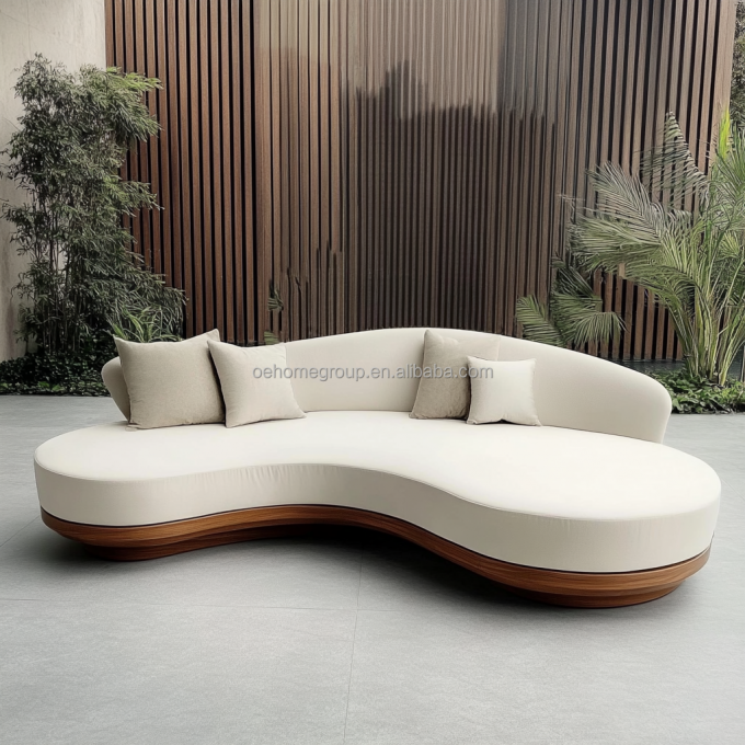 SET Sofa Bagian Modern Desain Tiup Tanpa Sudut Dengan Gaya Sudut Dan Kain Beludru Modular Melengkung 3