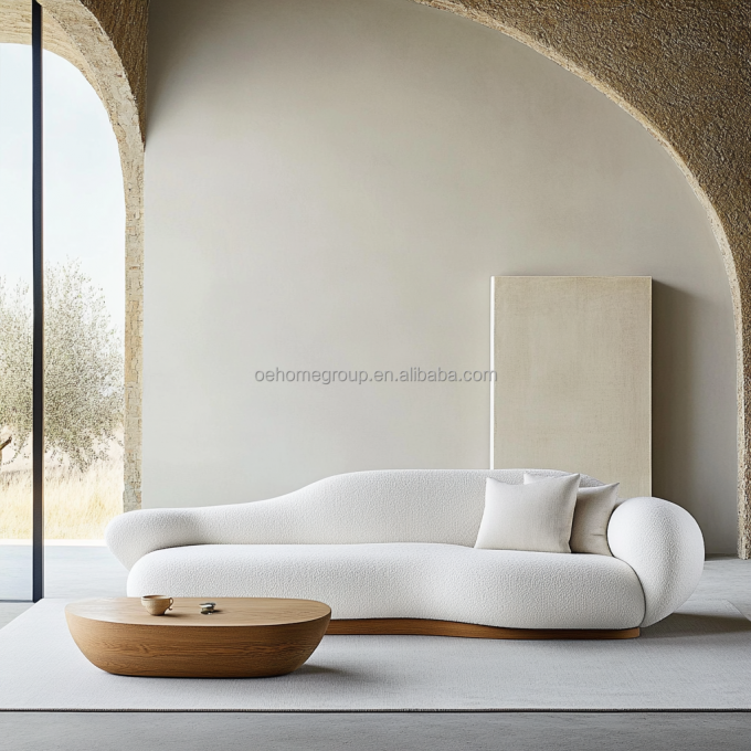 SET Sofa Bagian Modern Desain Tiup Tanpa Sudut Dengan Gaya Sudut Dan Kain Beludru Modular Melengkung 6