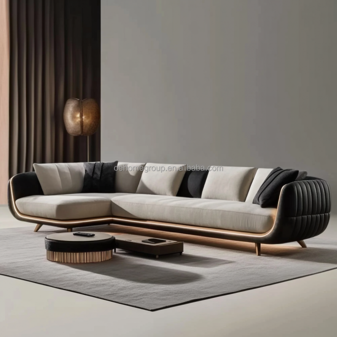 Sofa 2 3 Dudukan Modern Berlapis Kain Mewah Ruang Tamu Santai Sofa Loveseat Sofa Kulit Set Furnitur 5