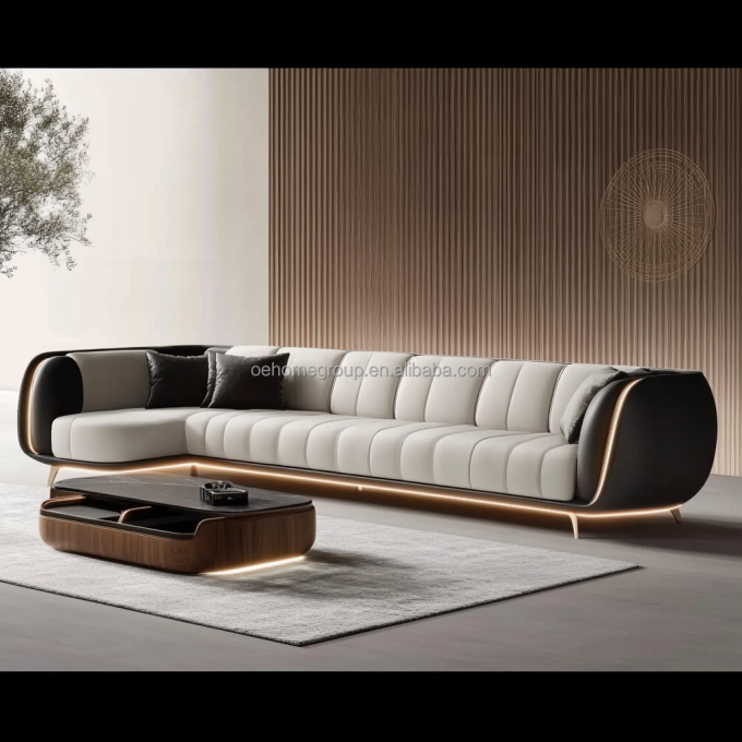Sofa 2 3 Dudukan Modern Berlapis Kain Mewah Ruang Tamu Santai Sofa Loveseat Sofa Kulit Set Furnitur 6