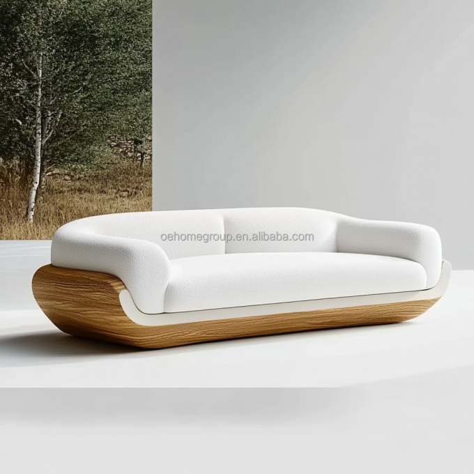 Desain Modern Kayu Walnut Dasar 2 Berbaring Sofa Modular Lengkung Mewah Untuk Furnitur Kamar Tidur Hotel Dan Desain Interior 3