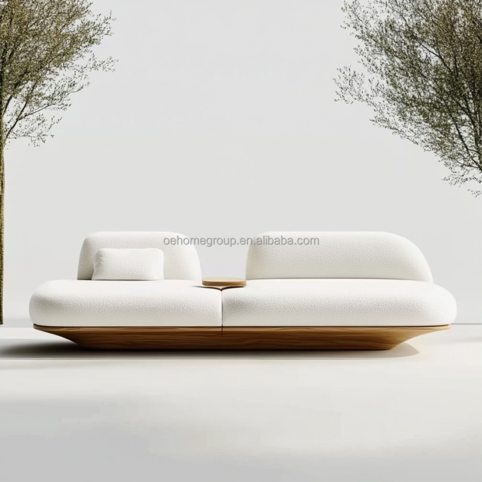 Desain Modern Kayu Walnut Dasar 2 Berbaring Sofa Modular Lengkung Mewah Untuk Furnitur Kamar Tidur Hotel Dan Desain Interior 5