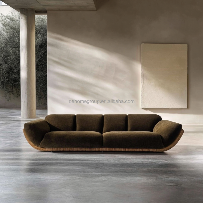 Sofa Sudut Gaya Velvet Desain Modern Ruang tamu berbentuk U Hotel Cahaya Mewah Kombinasi Modular 5