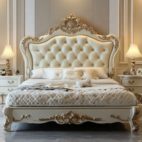 Rumah Kamar Tidur Furnitur King Size Desain Modern Tempat Tidur Double Mewah Dengan Ukuran Disesuaikan 2