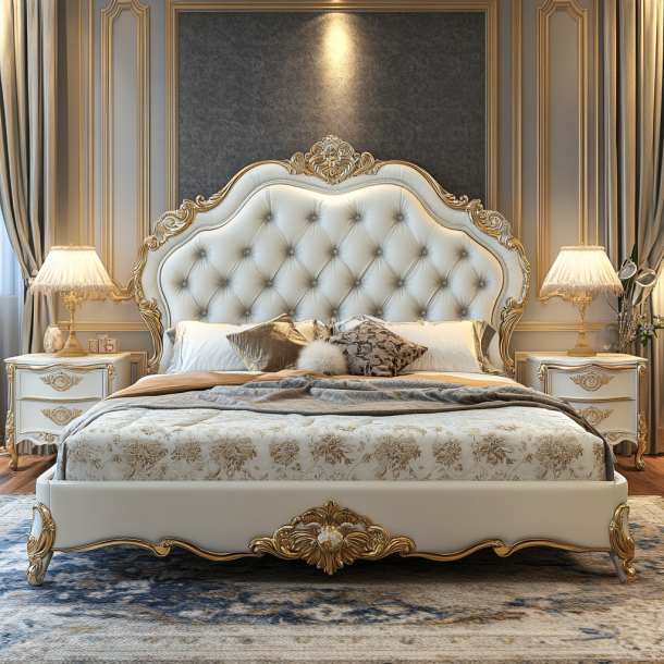 Rumah Kamar Tidur Furnitur King Size Desain Modern Tempat Tidur Double Mewah Dengan Ukuran Disesuaikan 3