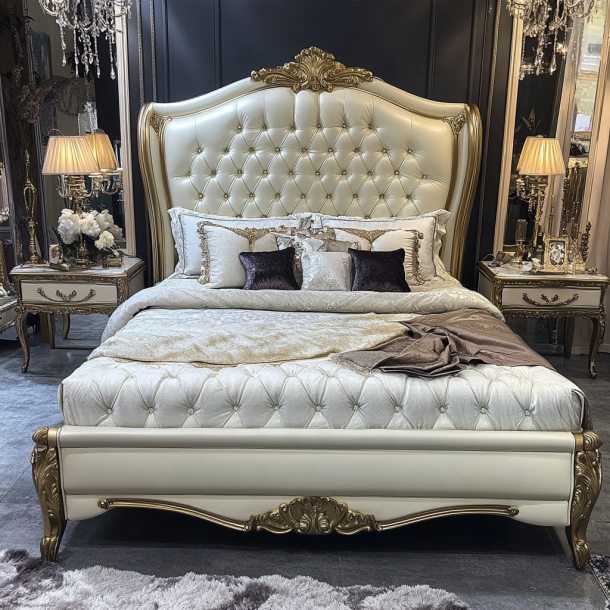 Rumah Kamar Tidur Furnitur King Size Desain Modern Tempat Tidur Double Mewah Dengan Ukuran Disesuaikan 4