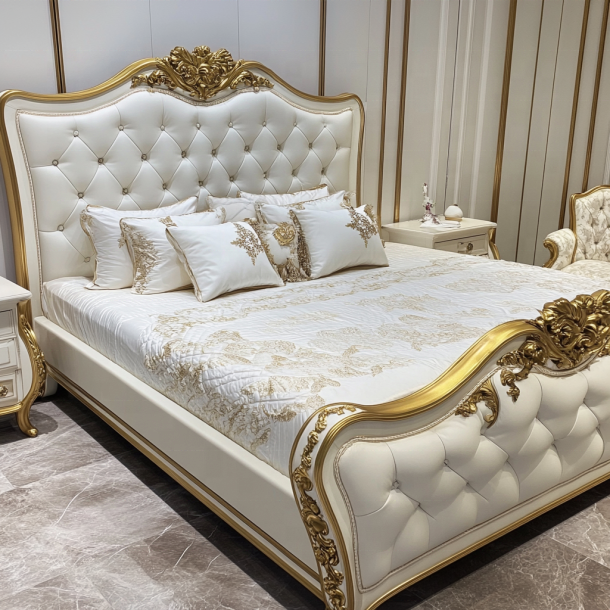 Rumah Kamar Tidur Furnitur King Size Desain Modern Tempat Tidur Double Mewah Dengan Ukuran Disesuaikan 6