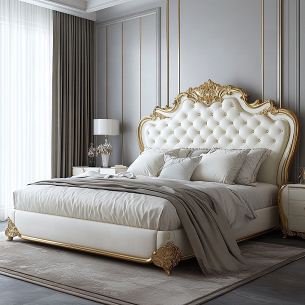 Rumah Kamar Tidur Furnitur King Size Desain Modern Tempat Tidur Double Mewah Dengan Ukuran Disesuaikan 5