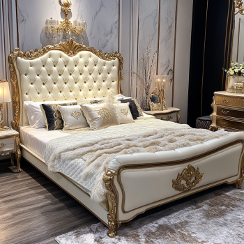 Rumah Kamar Tidur Furnitur King Size Desain Modern Tempat Tidur Double Mewah Dengan Ukuran Disesuaikan 7