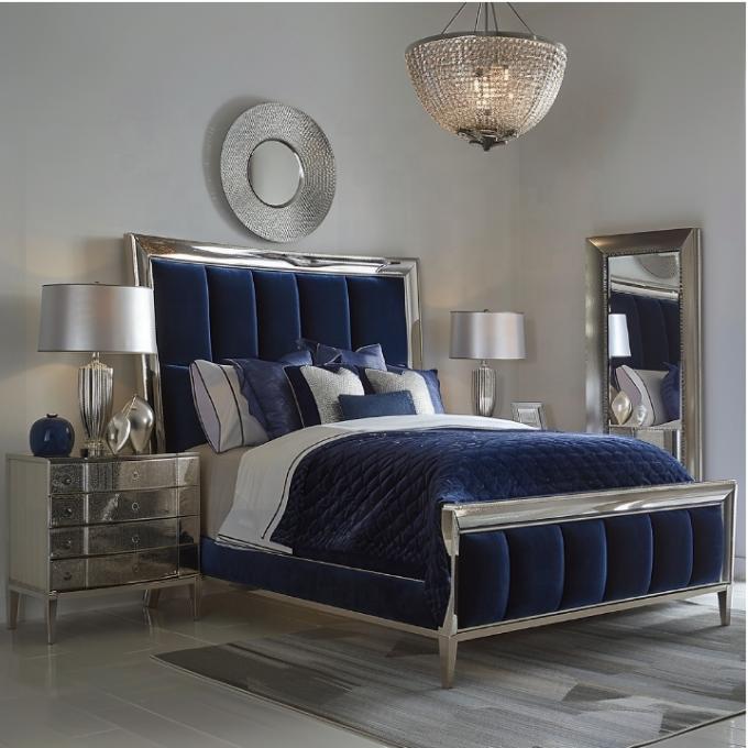 Furnitur kamar tidur klasik yang elegan dengan meja depan cermin ukuran raja dan bahan MDF modern 6