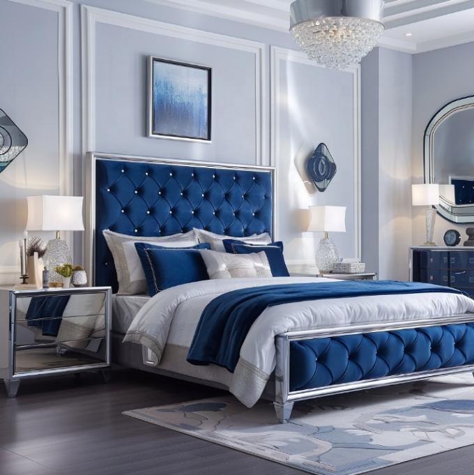 Furnitur kamar tidur klasik yang elegan dengan meja depan cermin ukuran raja dan bahan MDF modern 5