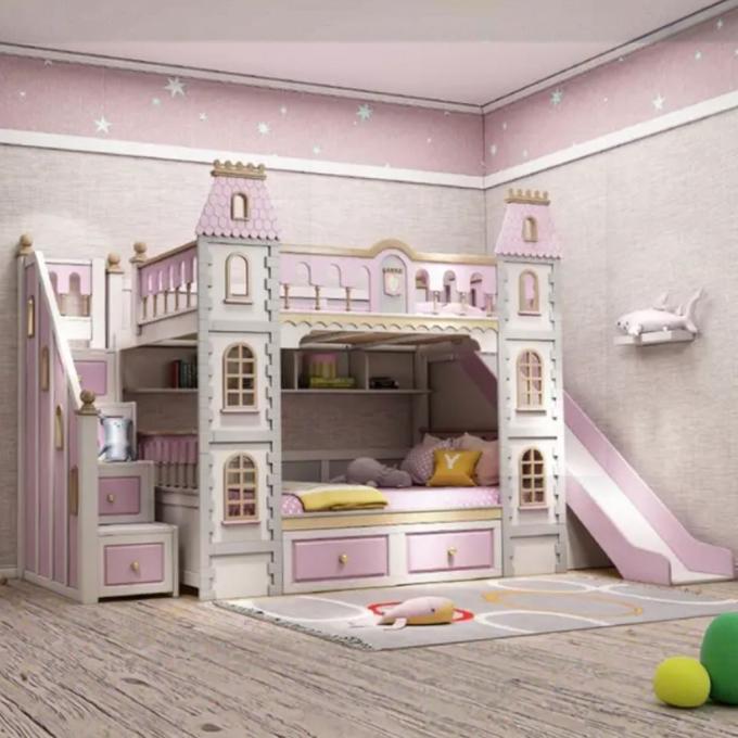Perabot Kamar Tidur Biru yang Wajib Dimiliki Kayu Solid Dan MDF Ranjang Susun Untuk Anak Laki-Laki Warna Biru 8