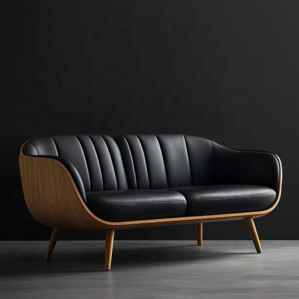 Elegant Kayu Bagian Sofa Akhir Desainer Italia Modern ruang tamu Villa Set Dengan Luxury Kulit Asli Dan Furnitur 4