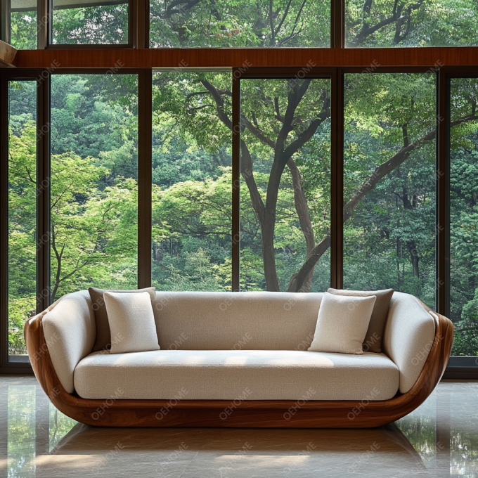 Set sofa modern yang dapat disesuaikan dengan ruang tamu seni sederhana kaki kayu dan fitur sudut untuk menciptakan suasana yang santai 4
