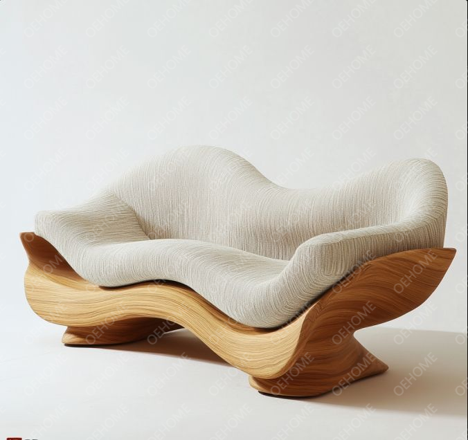 Set Sofa Kayu Ruang Tamu Furnitur Taman Melengkung Dengan Desain Modern Dan Pilihan yang Dapat Disesuaikan 3