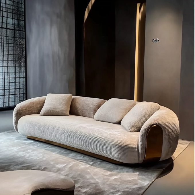 Modern Minimalis Mewah Kayu Sofa Set Set Set setengah lingkaran Desainer Bundar melengkung Sofa Untuk Makan Living Workshop 1