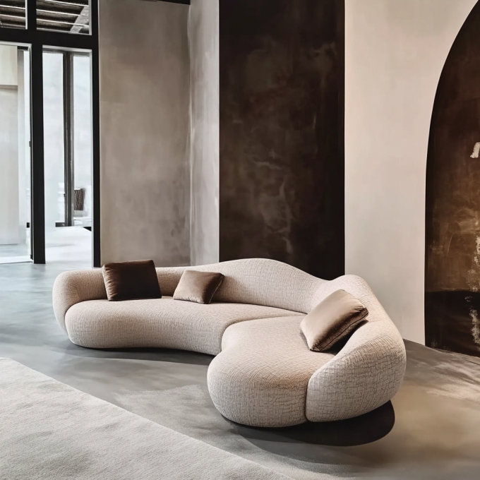 Modern Minimalis Mewah Kayu Sofa Set Set Set setengah lingkaran Desainer Bundar melengkung Sofa Untuk Makan Living Workshop 3
