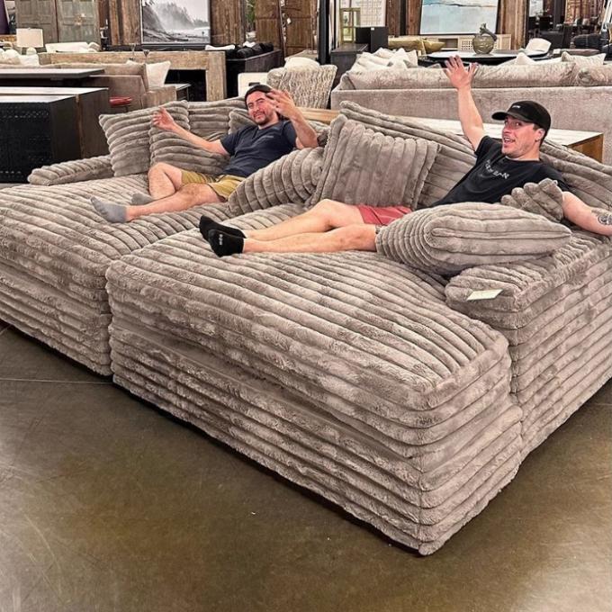 Sofa Set Loveseat Chaise Kain Corduroy Modern Pintu-ke-Pintu Cinema Sleeper Untuk Ruang Tamu Kontemporer 2