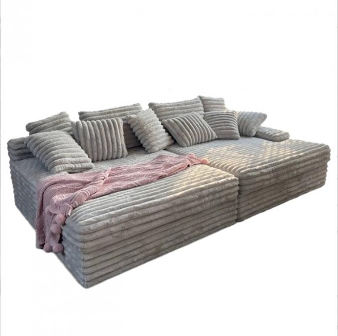 Sofa Set Loveseat Chaise Kain Corduroy Modern Pintu-ke-Pintu Cinema Sleeper Untuk Ruang Tamu Kontemporer 3