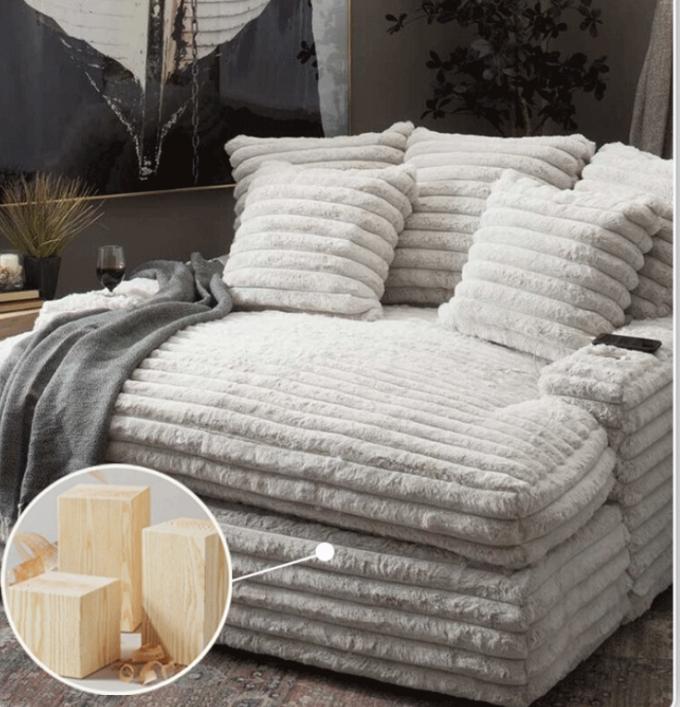 Sofa Set Loveseat Chaise Kain Corduroy Modern Pintu-ke-Pintu Cinema Sleeper Untuk Ruang Tamu Kontemporer 8