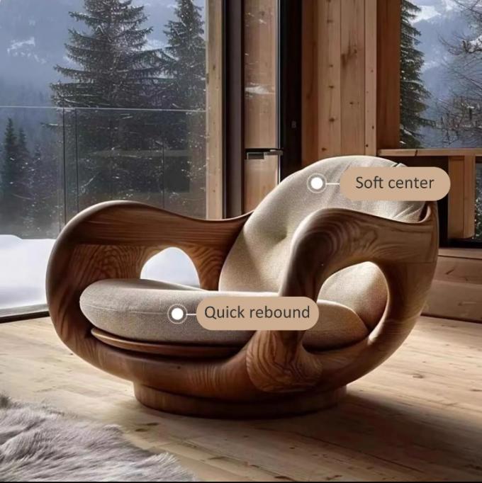 Hotel Tipe Berbaring Gaya Italia Kayu Solid Tunggal Sofa Kursi Kreatif Konvertibel Kabin Kelas Satu Desain Log 3
