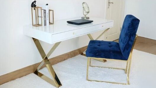 Furnitur kamar tidur modern mewah Fungsi kamar tidur dengan emas dilapisi atas dan kulit marmer keramik dresser 12