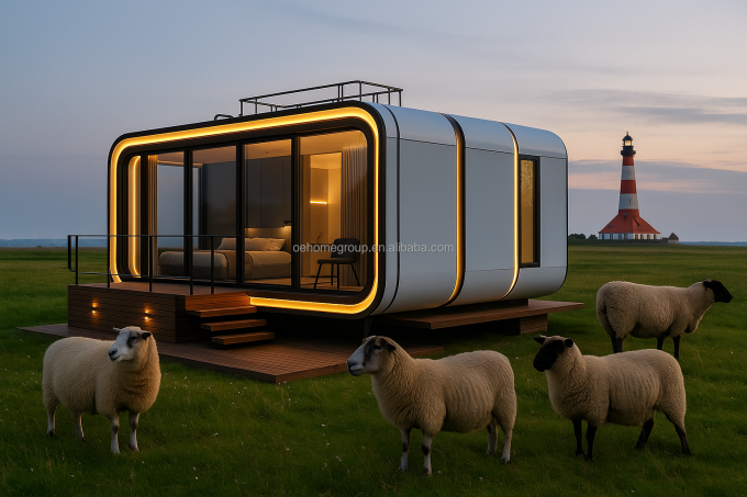 Rumah Kapsul Ruang Kecil Cerdas Baja Prefab Mewah Modular 7, Rumah Kapsul Prefabrikasi, Hotel Kapsul Luar Ruangan 2
