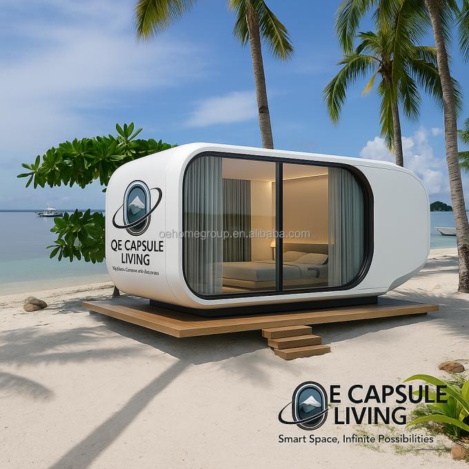 40 Fthotel Prefabricated Modular Steel Space Capsule House Rumah Kontainer Mobile Dengan Toilet Untuk 5 Orang Kamar Tidur 4