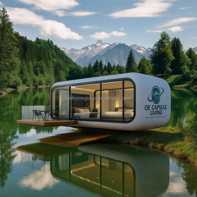 40 Fthotel Prefabricated Modular Steel Space Capsule House Rumah Kontainer Mobile Dengan Toilet Untuk 5 Orang Kamar Tidur 5